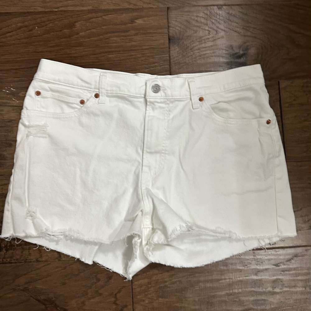 Levi’s Women's Weathered White Hi Rise Denim Shorts